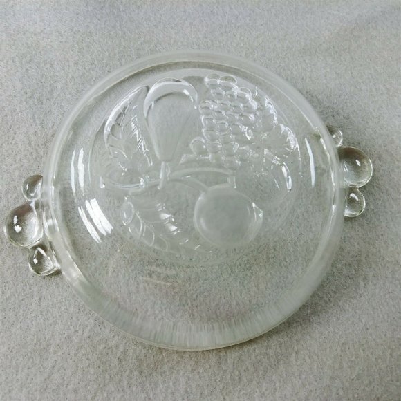 Dessert Bowls Glass Fruit Design on Bottom Bubble Handles Set of 4 - Picture 6 of 8